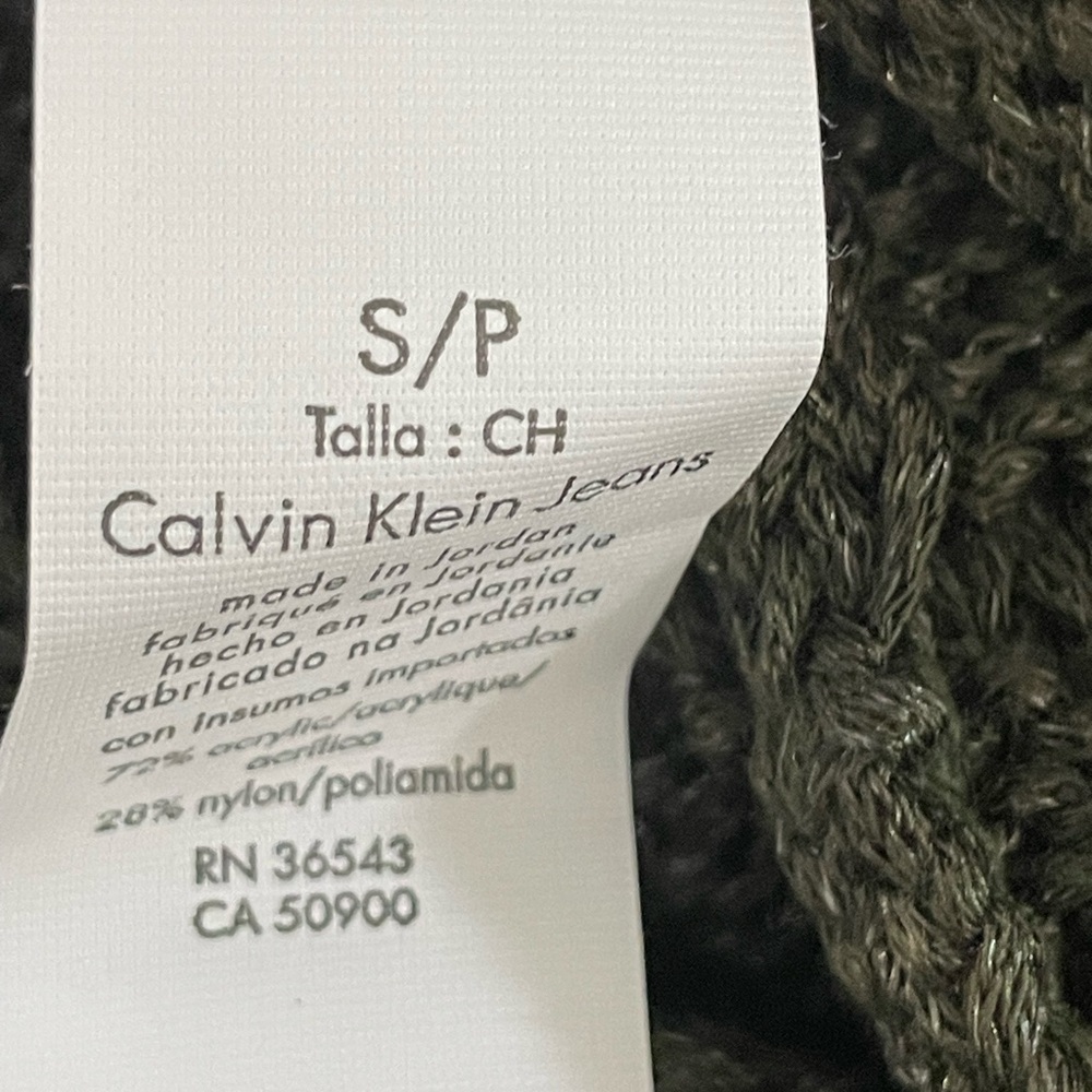 Sz S women Calvin Klein Jeans Olive Green knit Sweater - Picture 12 of 13